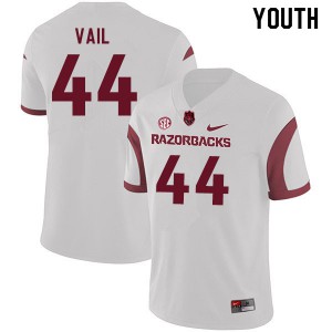 Youth Arkansas Razorbacks Cameron Vail #44 White Football Jersey 144559-946