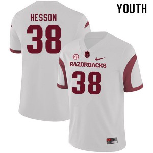 Youth Arkansas Razorbacks Chad Hesson #38 White Player Jersey 223870-695