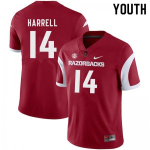 Youth Arkansas Razorbacks Chase Harrell #14 Cardinal University Jerseys 646201-686