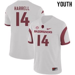 Youth Arkansas Razorbacks Chase Harrell #14 NCAA White Jersey 297256-823