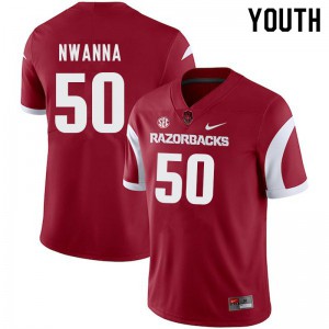Youth Arkansas Razorbacks Chibueze Nwanna #50 Stitch Cardinal Jersey 347374-205
