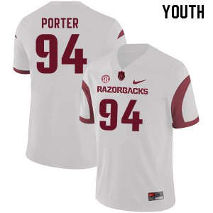 Youth Arkansas Razorbacks David Porter #94 White Player Jerseys 263130-194
