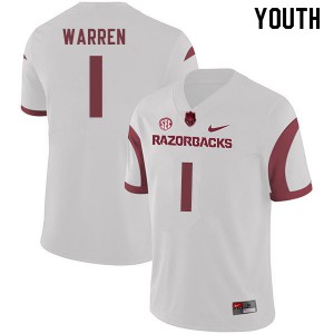 Youth Arkansas Razorbacks De'Vion Warren #1 Player White Jersey 627044-124