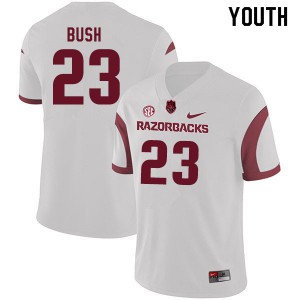 Youth Arkansas Razorbacks Devin Bush #23 White Stitch Jerseys 484549-802