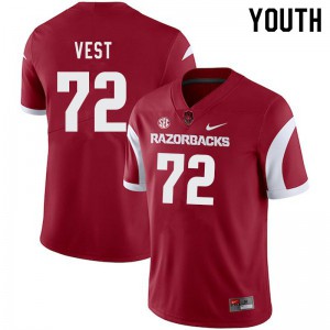 Youth Arkansas Razorbacks Drew Vest #72 Cardinal Player Jerseys 948130-648