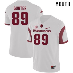 Youth Arkansas Razorbacks Grayson Gunter #89 White NCAA Jerseys 991419-620