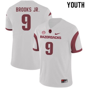 Youth Arkansas Razorbacks Greg Brooks Jr. #9 White High School Jerseys 560806-294