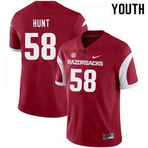 Youth Arkansas Razorbacks Griffin Hunt #58 Cardinal Official Jerseys 335507-758