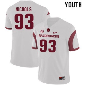 Youth Arkansas Razorbacks Isaiah Nichols #93 Player White Jersey 479258-556