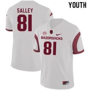 Youth Arkansas Razorbacks Jackson Salley #81 NCAA White Jersey 514664-262