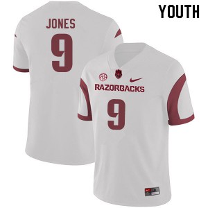 Youth Arkansas Razorbacks John Stephen Jones #9 Player White Jerseys 108463-640