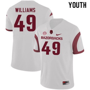 Youth Arkansas Razorbacks McKinley Williams #49 College White Jerseys 914678-978