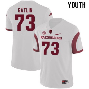 Youth Arkansas Razorbacks Noah Gatlin #73 College White Jerseys 848671-461