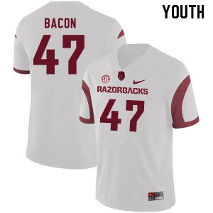 Youth Arkansas Razorbacks Reid Bacon #47 College White Jerseys 745852-855
