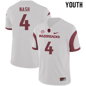 Youth Arkansas Razorbacks Shamar Nash #4 Player White Jerseys 700384-218