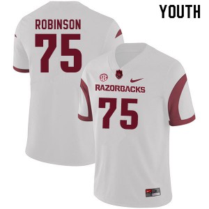 Youth Arkansas Razorbacks Silas Robinson #75 Football White Jerseys 503664-566
