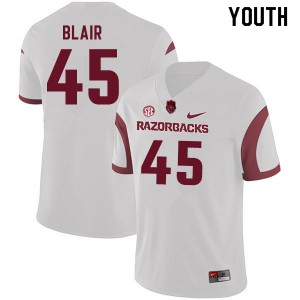 Youth Arkansas Razorbacks Simeon Blair #45 White University Jerseys 979358-905