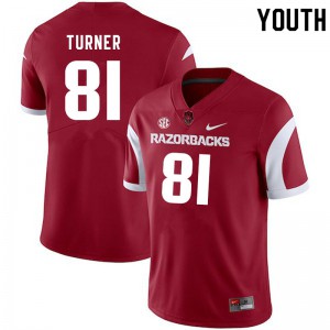 Youth Arkansas Razorbacks Darin Turner #81 Cardinal Stitched Jerseys 700340-808
