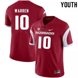 Youth Arkansas Razorbacks De'Vion Warren #10 University Cardinal Jersey 582216-718