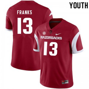Youth Arkansas Razorbacks Feleipe Franks #13 Cardinal Stitch Jerseys 874436-727