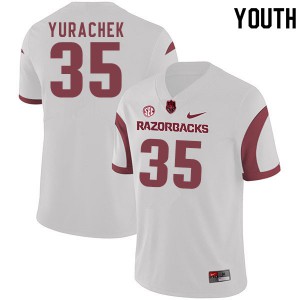 Youth Arkansas Razorbacks Jake Yurachek #35 White Stitch Jerseys 755311-430