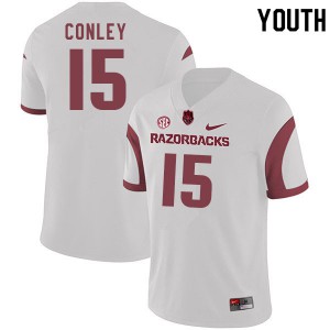 Youth Arkansas Razorbacks Jon Conley #15 White University Jerseys 501422-792