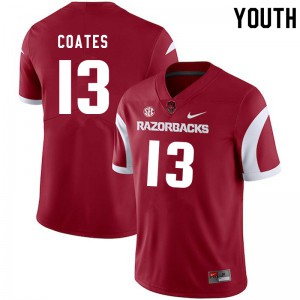 Youth Arkansas Razorbacks Julius Coates #13 Cardinal College Jerseys 271037-295