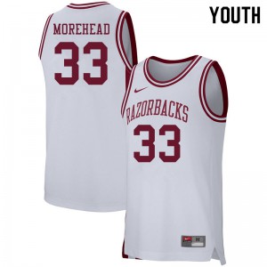 Youth Arkansas Razorbacks Bryson Morehead #33 White Embroidery Jerseys 225595-705