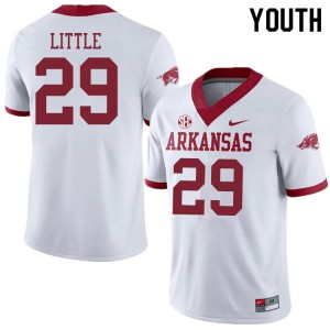 Youth Arkansas Razorbacks Cam Little #29 Alternate White Football Jerseys 152317-421