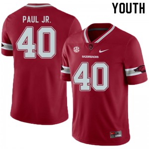 Youth Arkansas Razorbacks Chris Paul Jr. #40 Official Alternate Cardinal Jerseys 484673-146