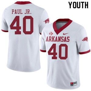 Youth Arkansas Razorbacks Chris Paul Jr. #40 University White Alternate Jersey 829729-833