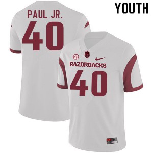 Youth Arkansas Razorbacks Chris Paul Jr. #40 White High School Jerseys 184561-179