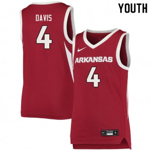 Youth Arkansas Razorbacks Davonte Davis #4 Cardinal Stitched Jersey 962279-880