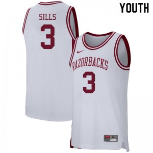 Youth Arkansas Razorbacks Desi Sills #3 White Basketball Jersey 288037-707