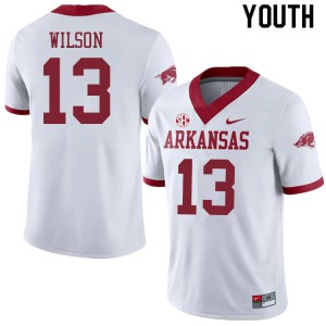 Youth Arkansas Razorbacks Jaedon Wilson #13 White Alternate University Jerseys 521872-303