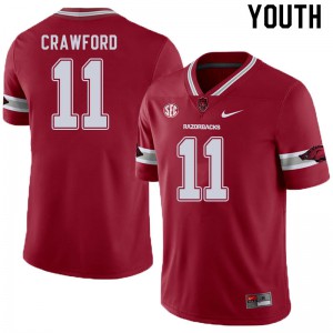 Youth Arkansas Razorbacks Jaquayln Crawford #11 Cardinal NCAA Alternate Jerseys 757266-355