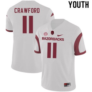 Youth Arkansas Razorbacks Jaquayln Crawford #11 College White Jersey 947911-281