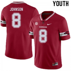 Youth Arkansas Razorbacks Jayden Johnson #8 Cardinal Alternate NCAA Jersey 975905-809