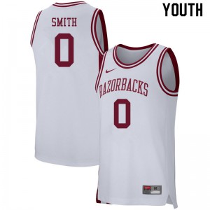 Youth Arkansas Razorbacks Justin Smith #0 White Official Jerseys 478797-280