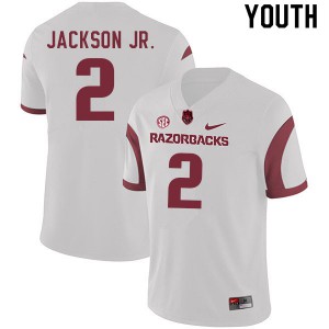 Youth Arkansas Razorbacks Ketron Jackson Jr. #2 College White Jerseys 478598-856