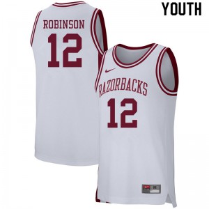 Youth Arkansas Razorbacks Khalen Robinson #12 White Player Jersey 984678-480