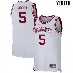 Youth Arkansas Razorbacks Moses Moody #5 White High School Jersey 856308-353