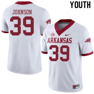 Youth Arkansas Razorbacks Nathan Johnson #39 University Alternate White Jersey 478992-185