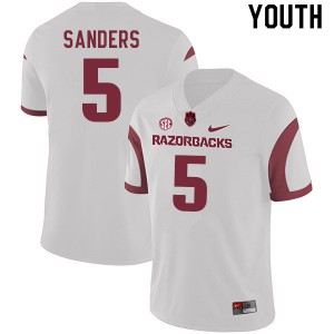 Youth Arkansas Razorbacks Raheim Sanders #5 White Stitched Jerseys 616618-380