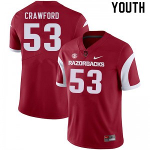 Youth Arkansas Razorbacks Ty'Kieast Crawford #53 Player Cardinal Jerseys 299875-352