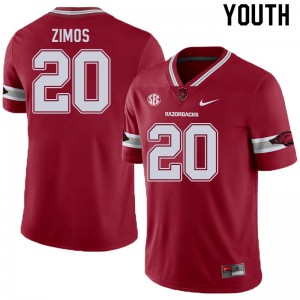 Youth Arkansas Razorbacks Zach Zimos #20 University Alternate Cardinal Jersey 779511-195