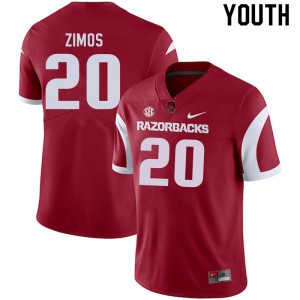 Youth Arkansas Razorbacks Zach Zimos #20 Cardinal Player Jerseys 791363-756