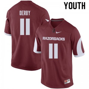 Youth Arkansas Razorbacks A.J. Derby #11 Cardinal NCAA Jersey 941090-634