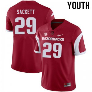 Youth Arkansas Razorbacks Andrew Sackett #29 Cardinal NCAA Jersey 338262-181
