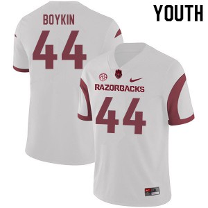Youth Arkansas Razorbacks Andy Boykin #44 White Stitched Jerseys 212810-631
